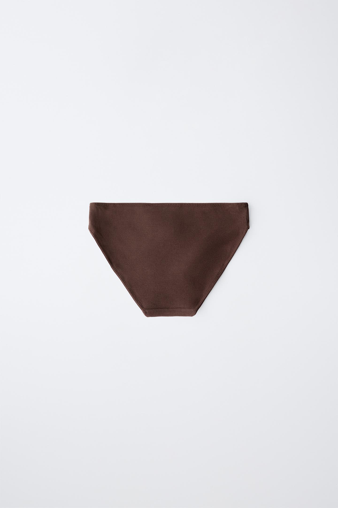Трусы Ages Three-Pack для детей, цветочный принт, в полоску — Zara, цвет: Серо-коричневый коричневый — фото 4