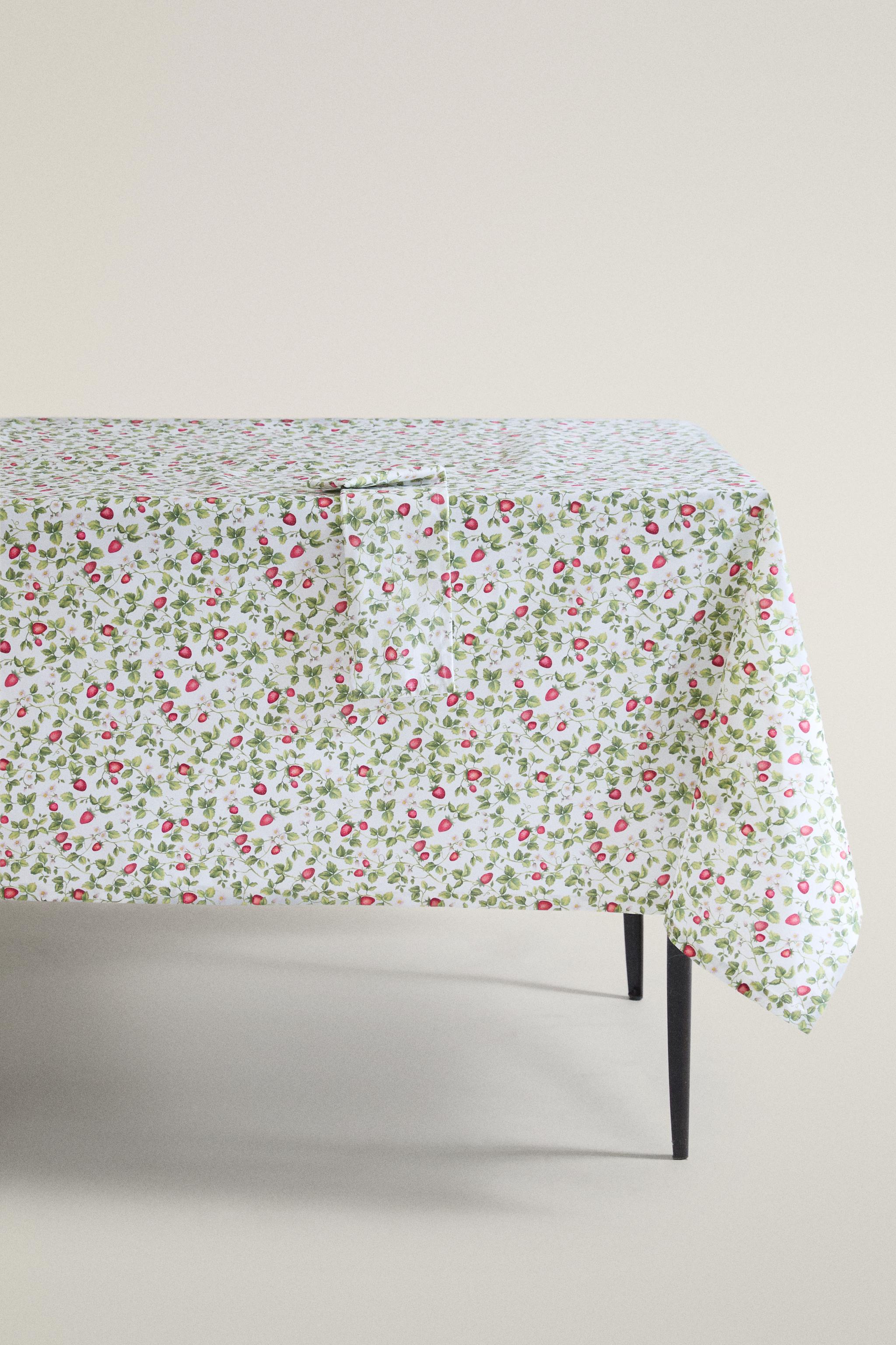STRAWBERRY RESIN-COATED COTTON TABLECLOTH - Greens | ZARA United
