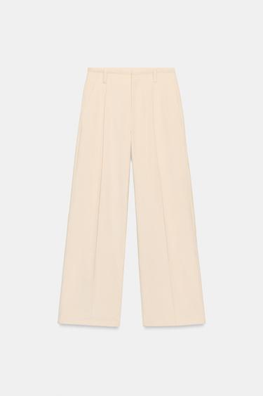 CORDUROY EFFECT STRAIGHT-LEG TROUSERS - Ecru by Zara - Image 6