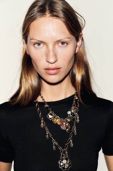 PACK OF 2 CHARM NECKLACES - Aged gold by Zara
