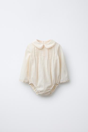 Zara LACE TRIM BODSUIT WITH DARTS - Ecru