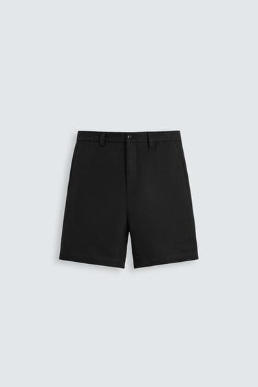 BERMUDA REGULAR FIT LINO - ALGODÓN LIMITED EDITION - Negro de Zara