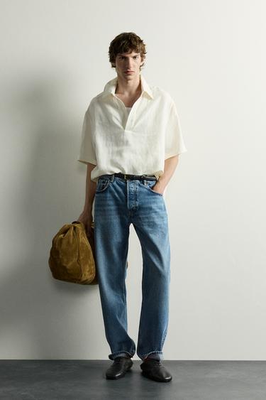 CAMISA POLO BOXY FIT 100 % LIÑO - Cru de Zara