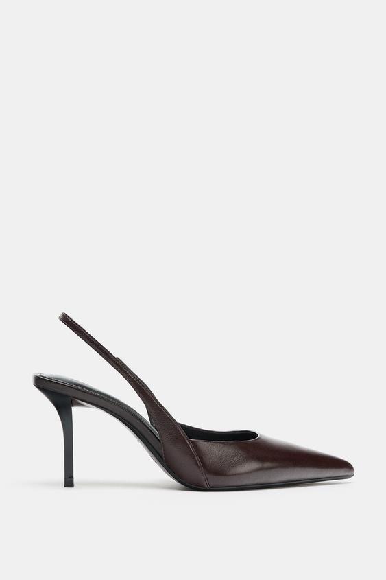 CHAUSSURES À talons EN CUIR BRIDE ARRIÈRE - Marron de Zara - Image 3