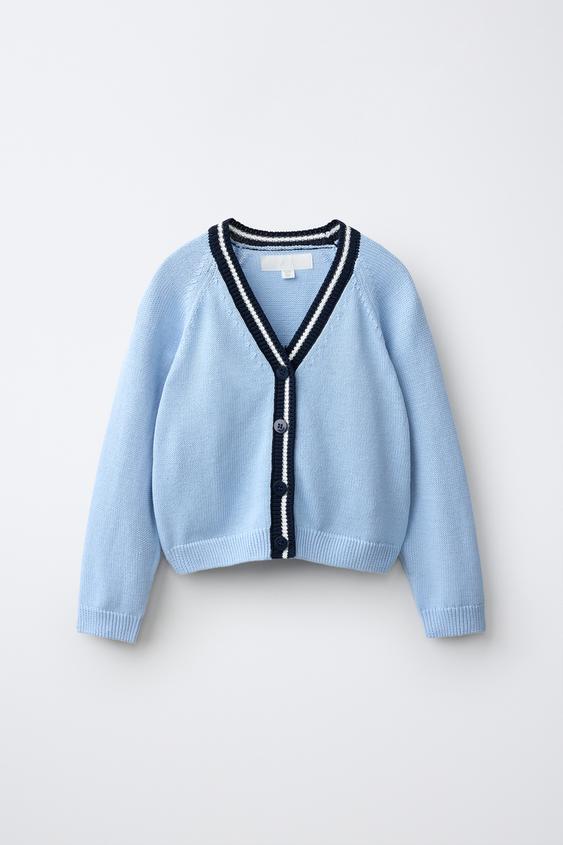 CONTRAST TRIM CARDIGAN - Bluish by Zara - Image 0