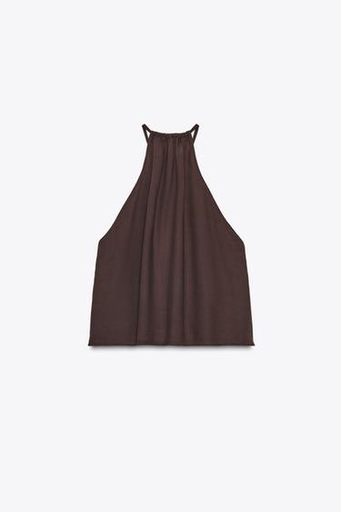 FLOWING HALTER TOP - Brown by Zara - Image 7