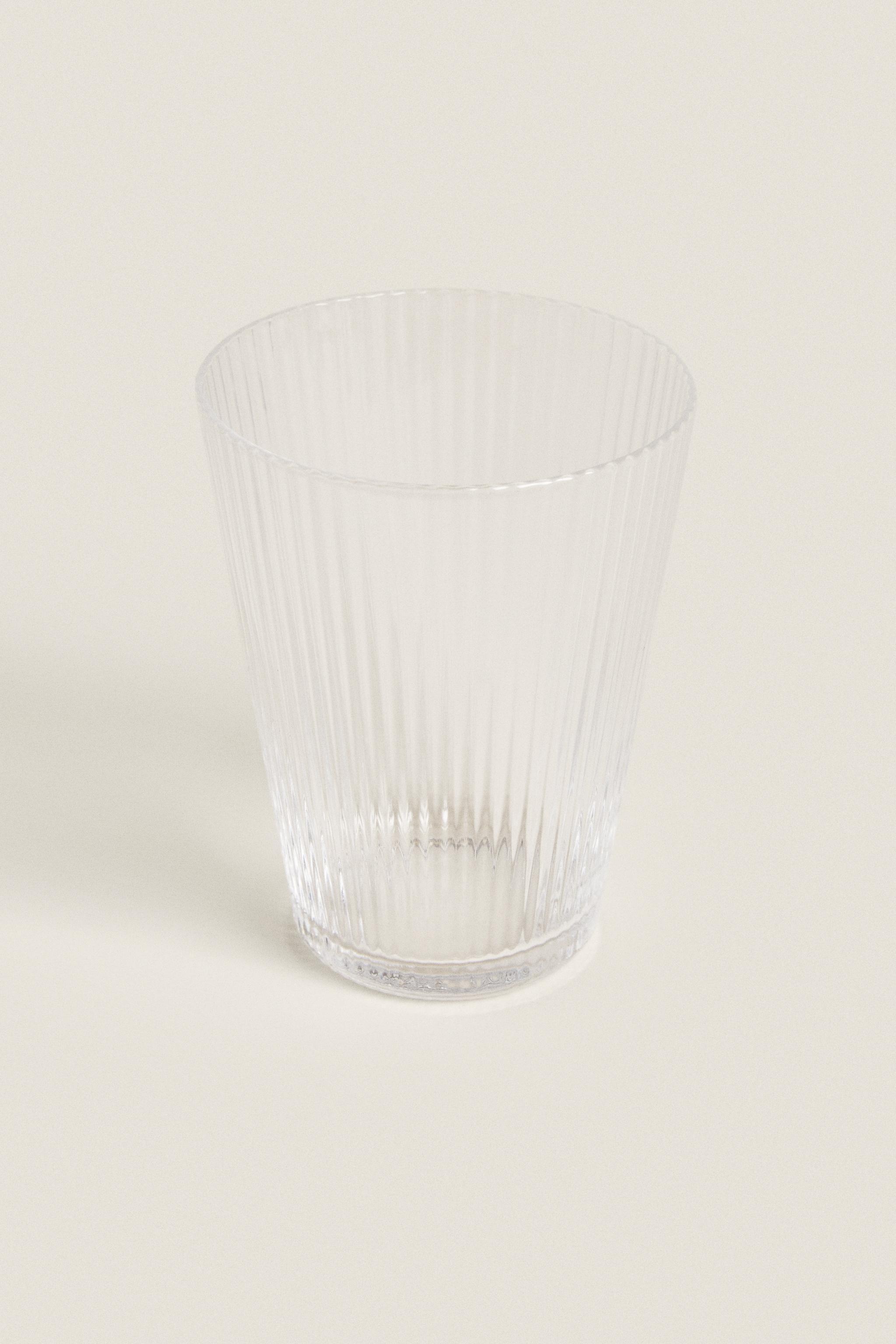ラインデザイン入りガラス製 コップグラス