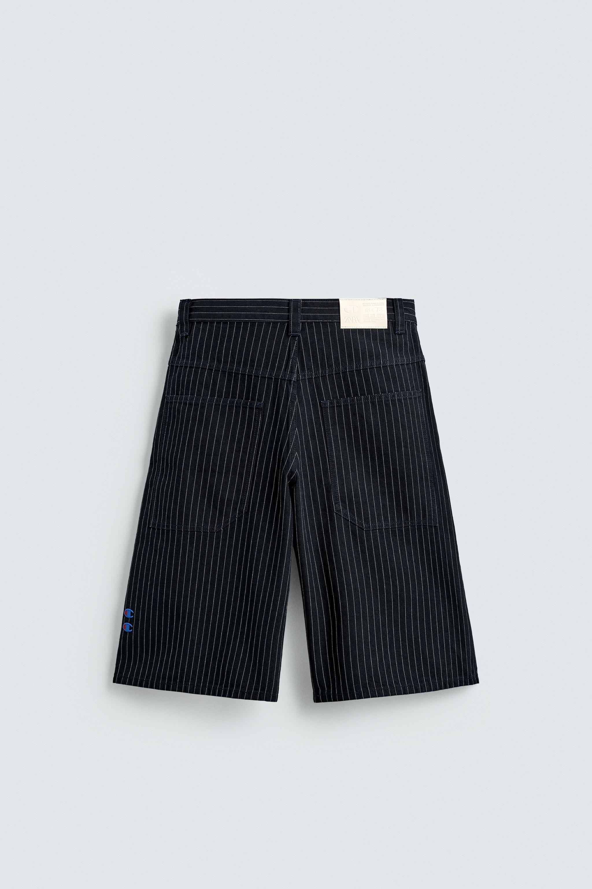 【完売品】ZARA CHAMPIONストライプバギーフィットジーンズ 36 CHAMPION ® X ZARA STRIPED BAGGY FIT JEANS - Blue | ZARA United States