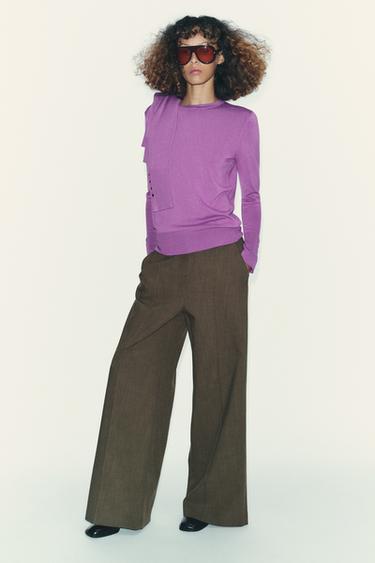 PULL BASIQUE EN MAILLE UNIE - Pourpre de Zara