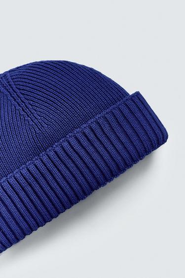BONNET COURT EN MAILLE - Bleu roi de Zara - Image 1