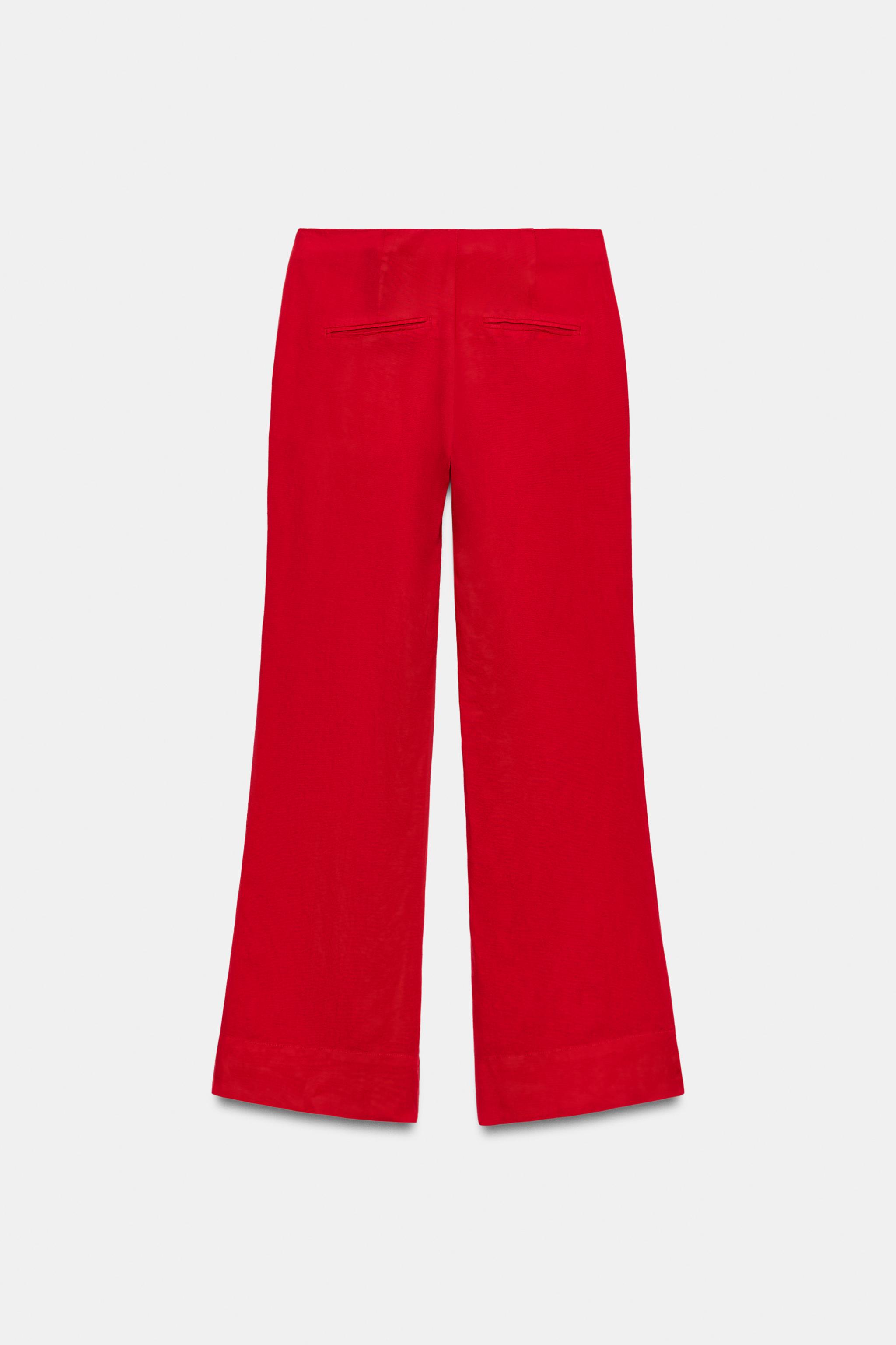 Zara Keten Kumaş Düz Paça Pantolon görsel 5