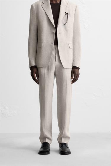 Zara SUIT PANTS IN 100% LINEN - Light beige