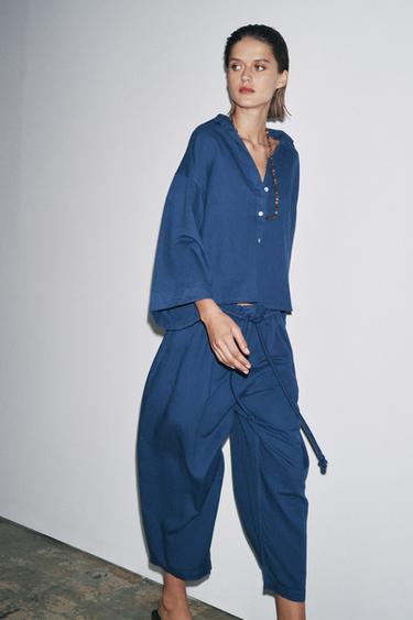 LINEN BLEND SHIRT ZW COLLECTION - Indigo by Zara - Image 4