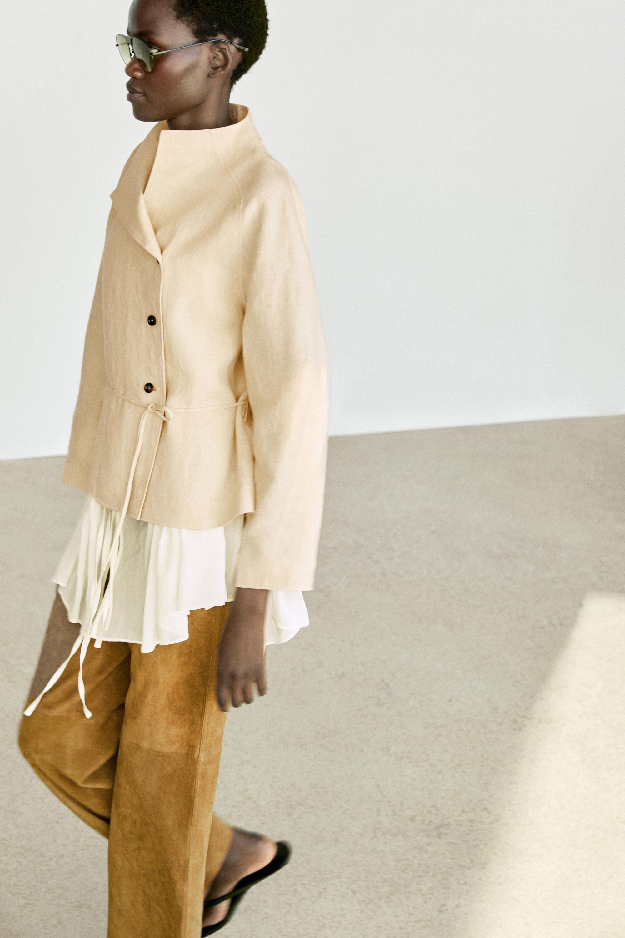 100% linen kimono with buttons and tie
