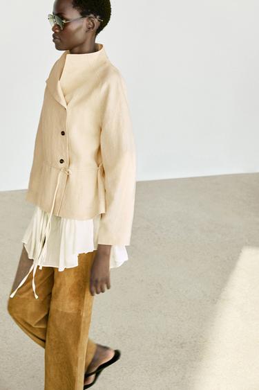 Zara 100% linen kimono with buttons and tie - 203