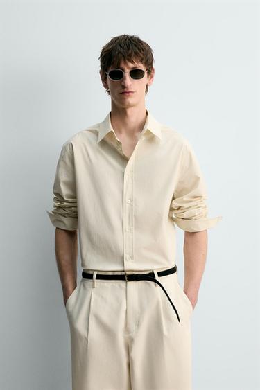 REGULAR FIT POPLIN SHIRT - Ecru by Zara