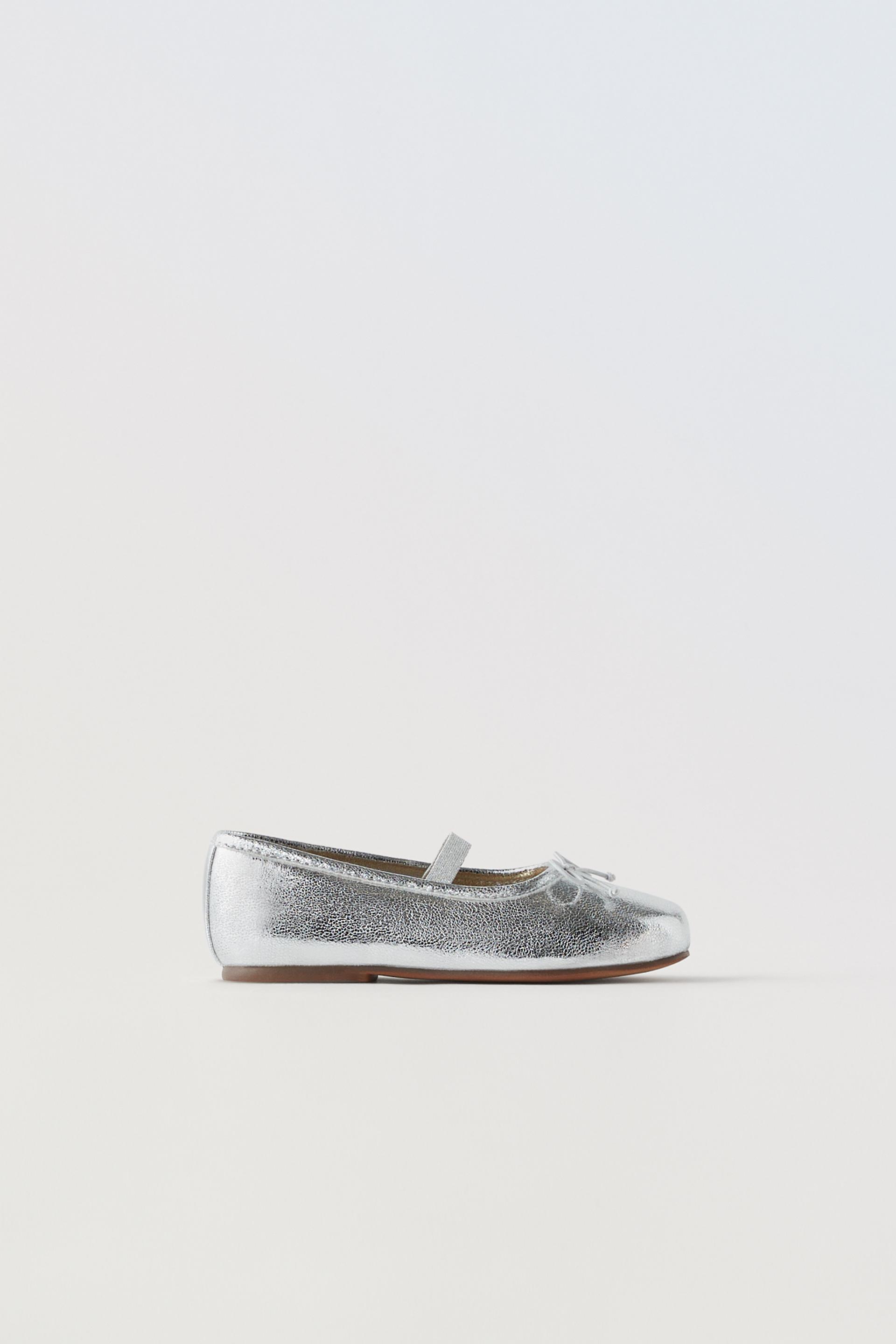 zara silver flat shoes