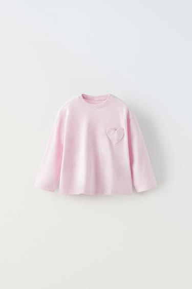 Zara HEART POCKET TOP - Pink