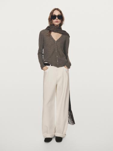 Zara Wool blend cardigan with V-neckline - Mink - Image 0
