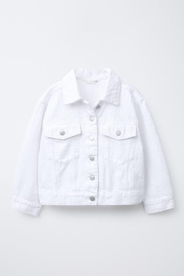 Zara WORN EFFECT DENIM JACKET - White