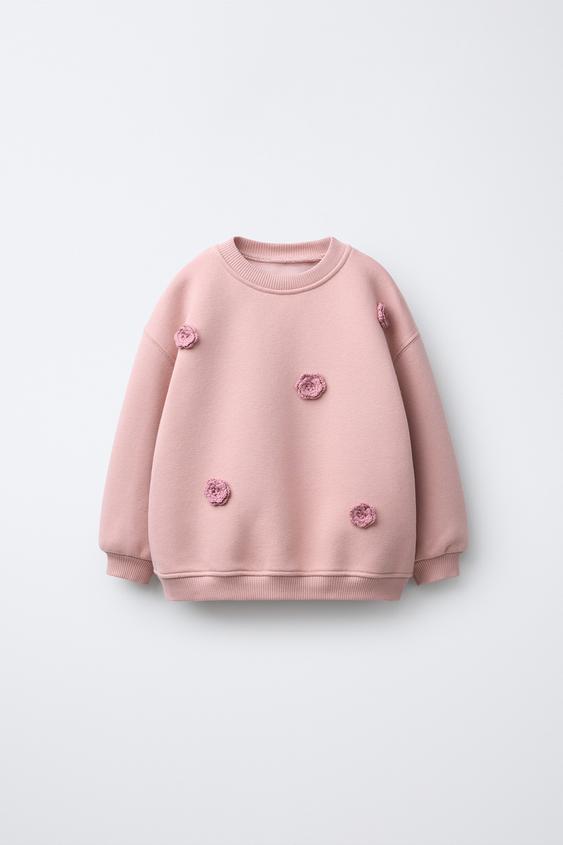 SUDADERA APLIQUE CROCHET - Rosa empolvado de Zara - Imagen 0