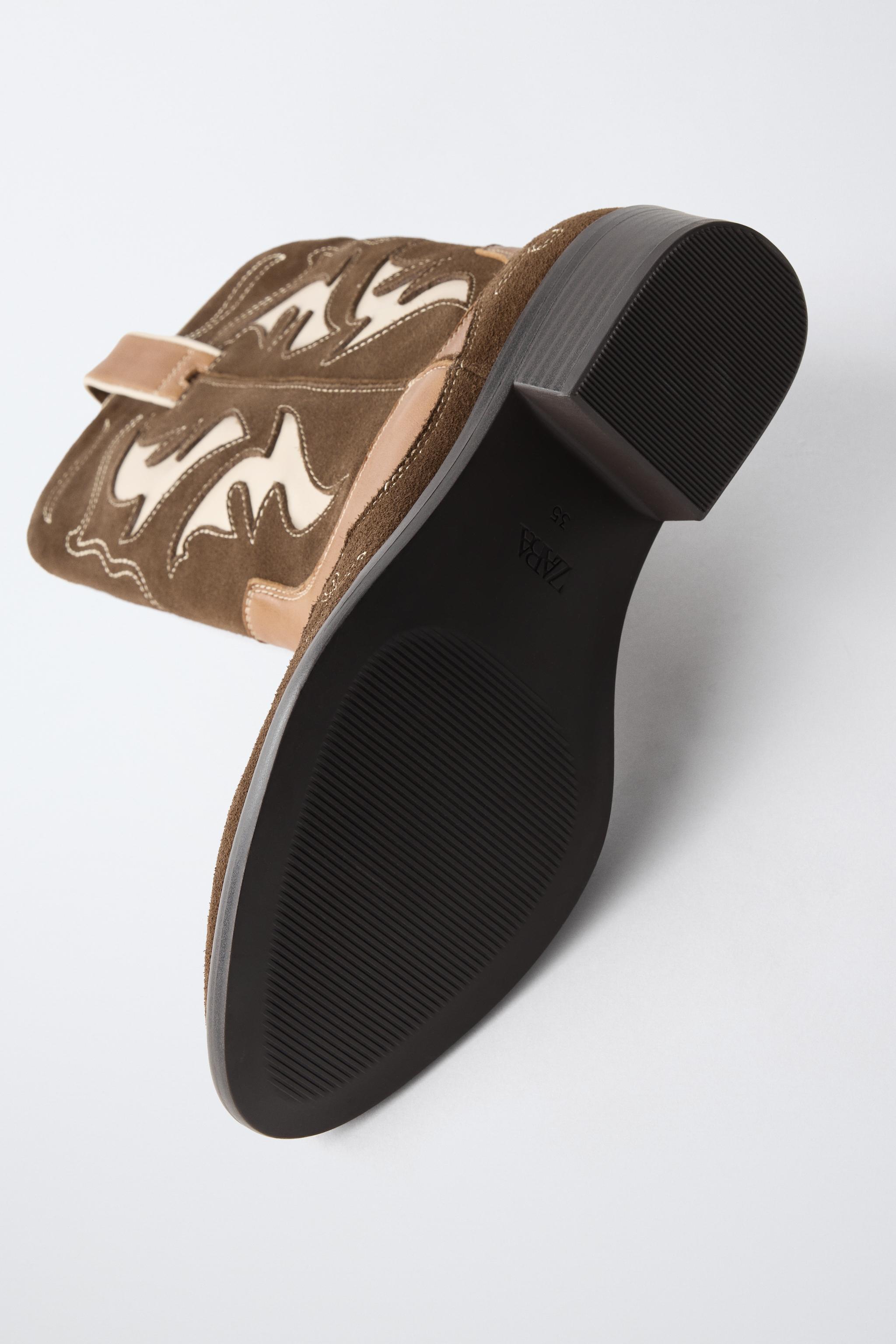CONTRAST LEATHER COWBOY BOOTS