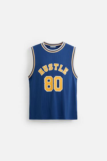 CONTRAST VARSITY TANK TOP - Blue by Zara