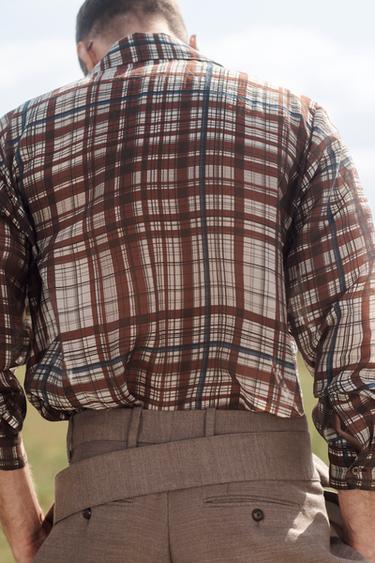 LIMITED EDITION FLOWING CHECK SHIRT - Ecru / Maroon by Zara - Image 2