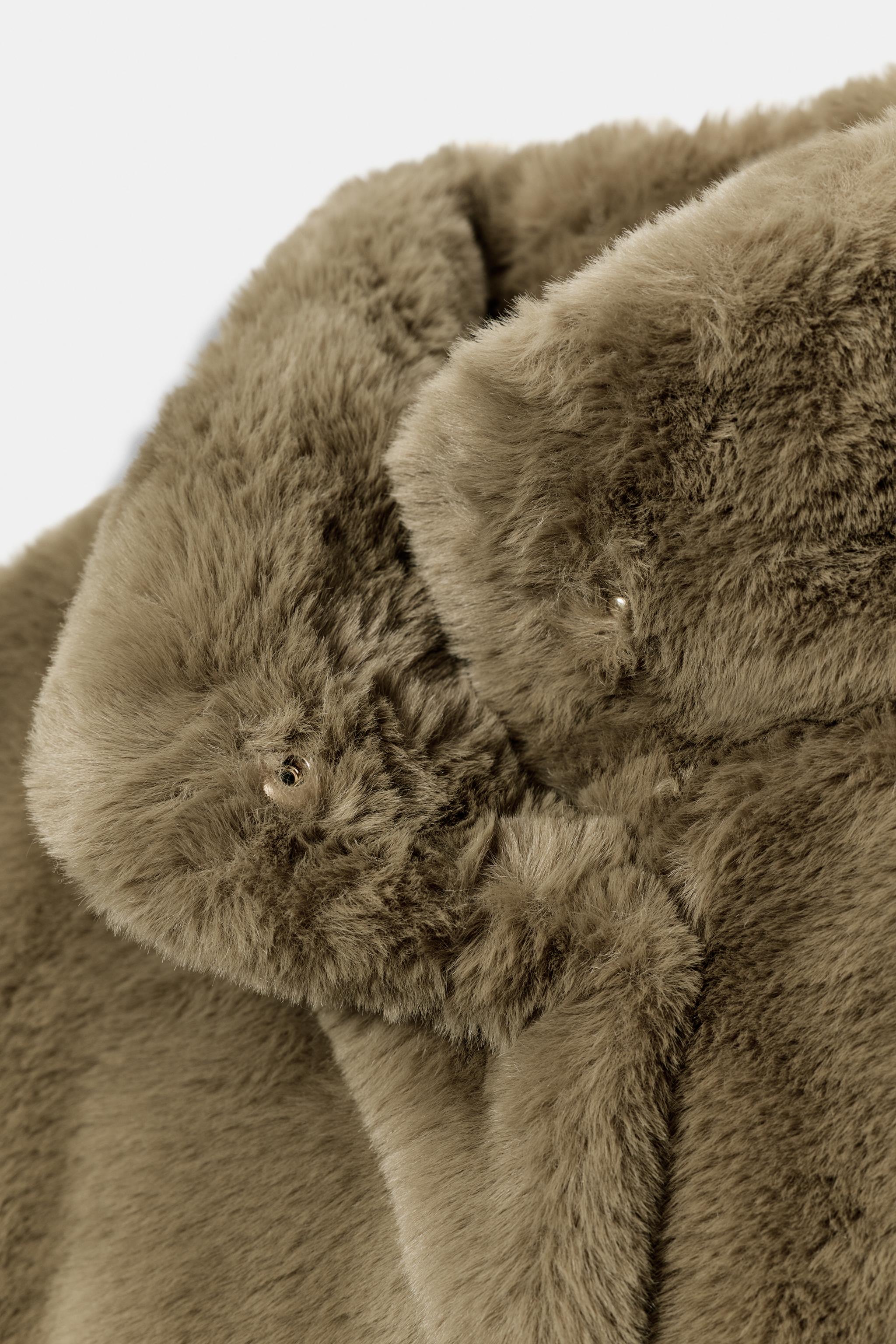 JAQUETA FAUX FUR - Caqui | ZARA Brasil