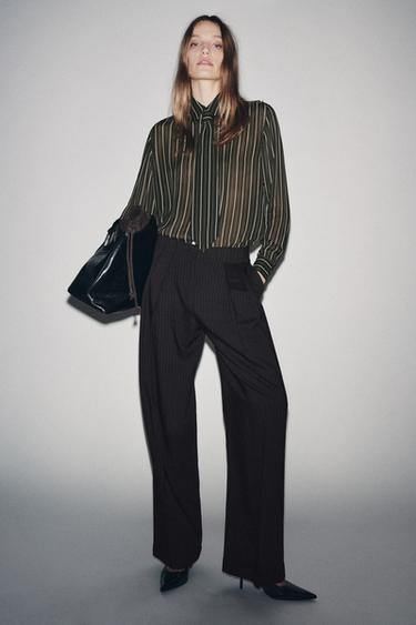 CHEMISE FLUIDE À RAYURES AVEC CRAVATE ZW COLLECTION - rayures de Zara - Image 3
