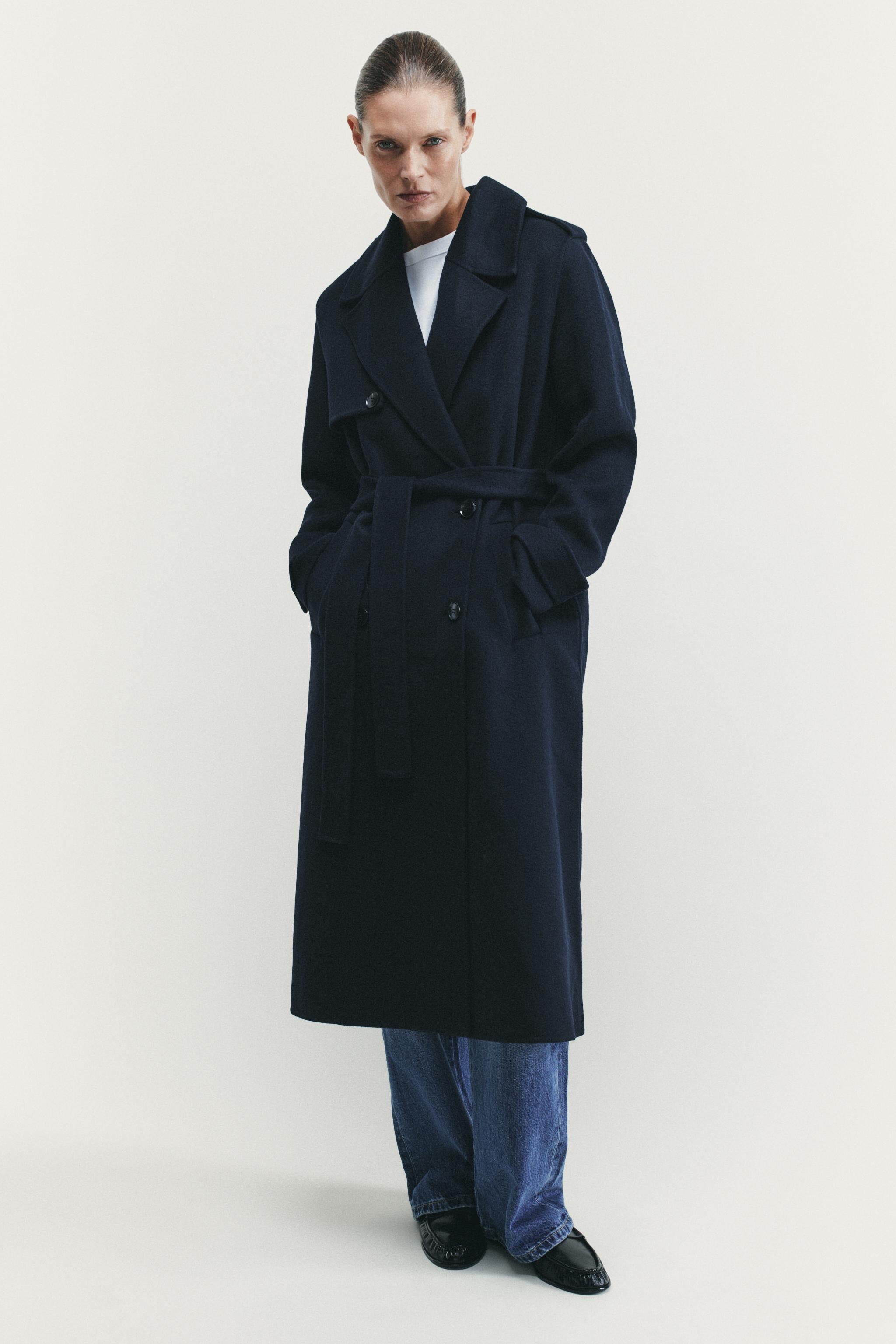 ZARA ネイビー ロングコート Mサイズ ZARA - ZARA ベルト テクニカル トレンチコート Mサイズ