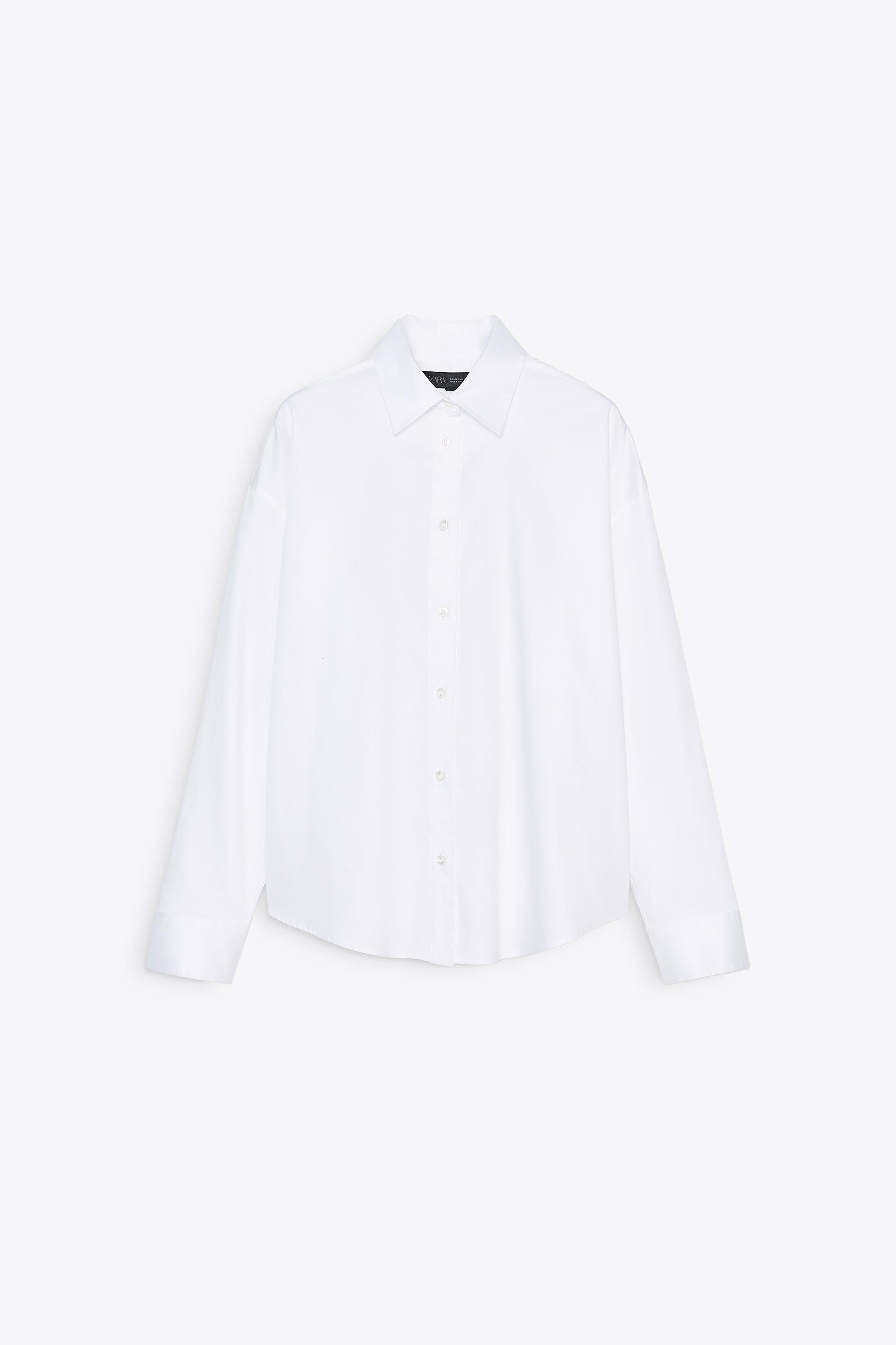 ZW COLLECTION OVERSIZED POPLIN SHIRT - White | ZARA United