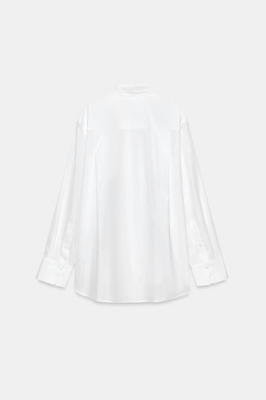 ZW COLLECTION POPLIN SHIRT - White by Zara - Image 7