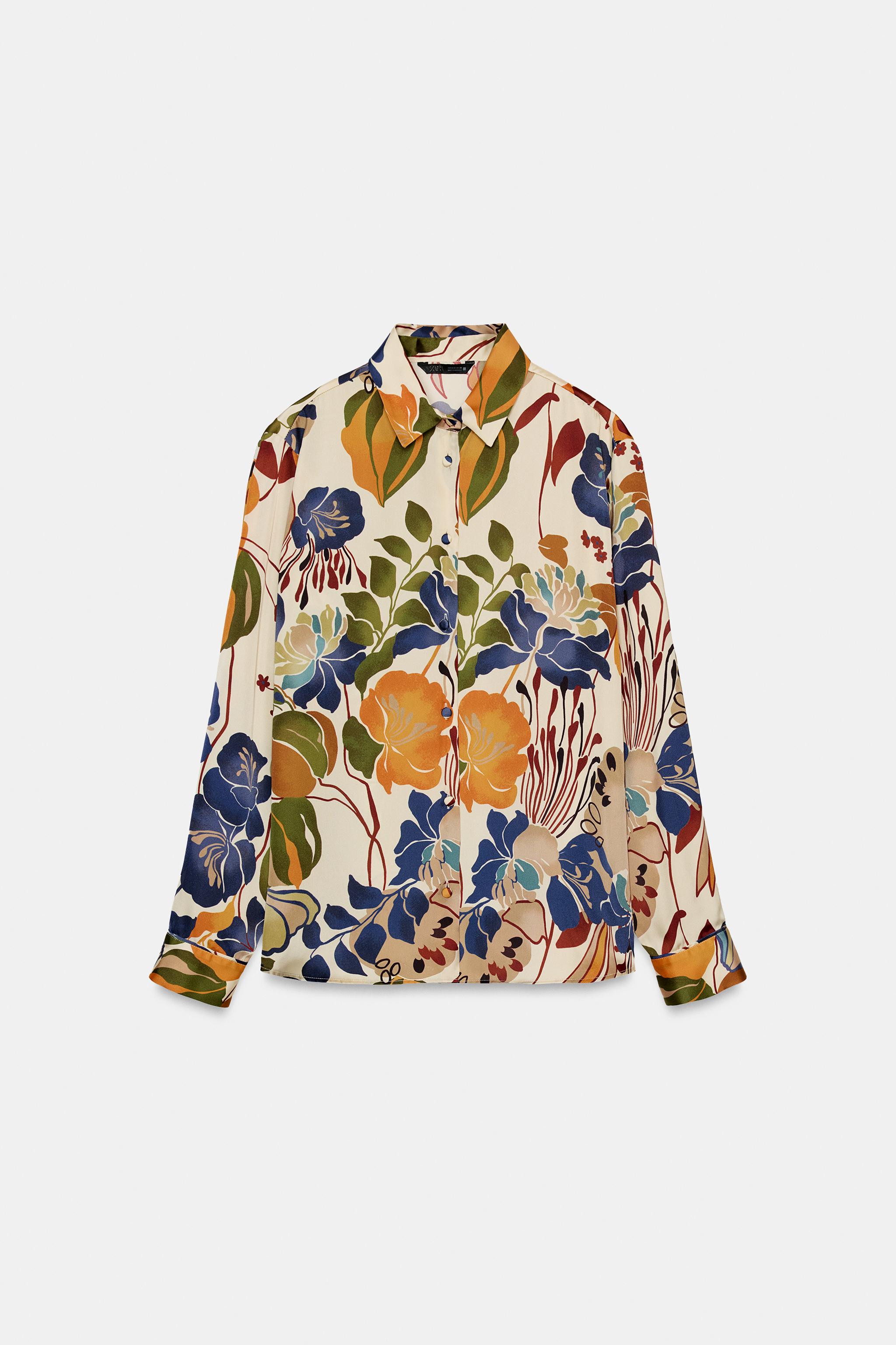PRINTED SATIN EFFECT BLOUSE