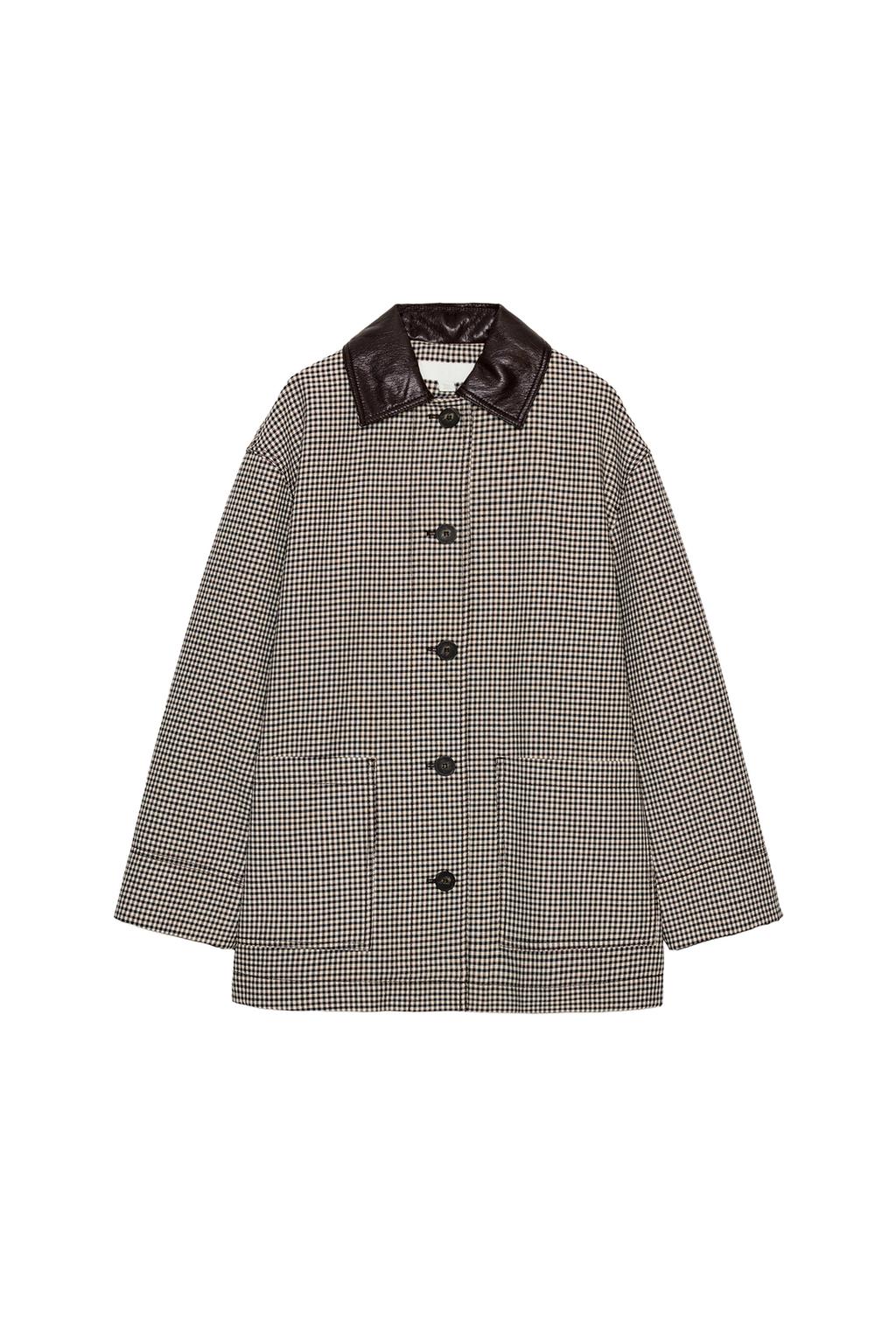 HOUNDSTOOTH FAUX LEATHER TRIM JACKET - image 4