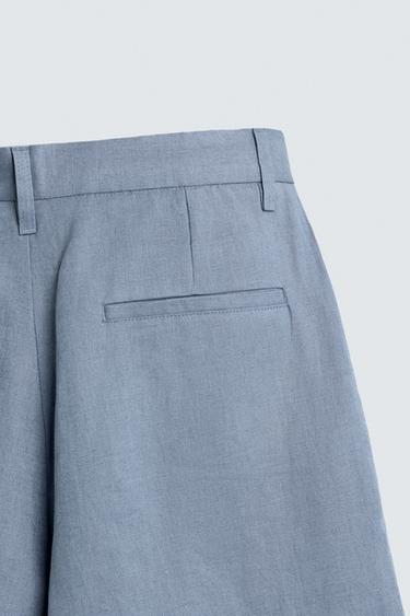 SHORT RELAXED FIT 100% LIN - Bleu délavé de Zara - Image 8