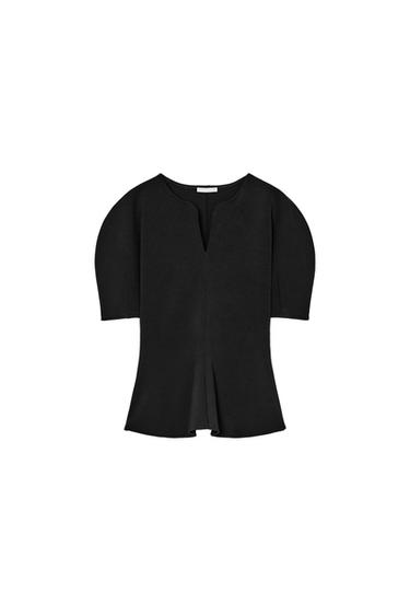 توب ناعم بكشكش خصر - أسود by Zara