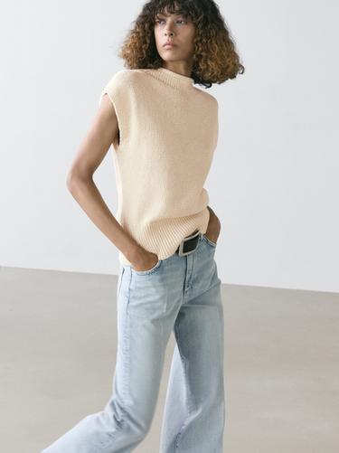 Zara Cotton blend knit vest - Ecru