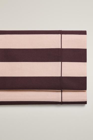 Zara FADED STRIPED COTTON FLAT SHEET - Pink - Image 0