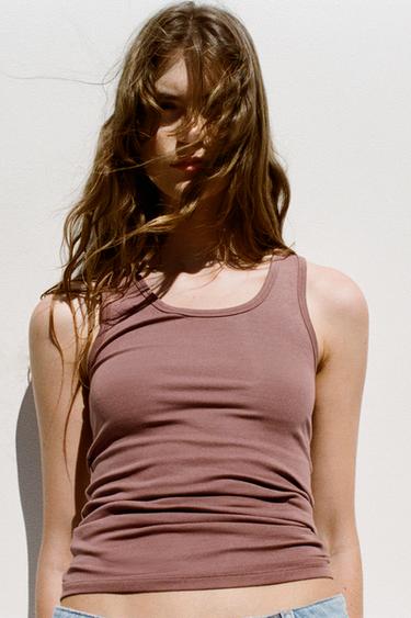 COTTON MODAL VEST TOP - Beige-pink by Zara - Image 0