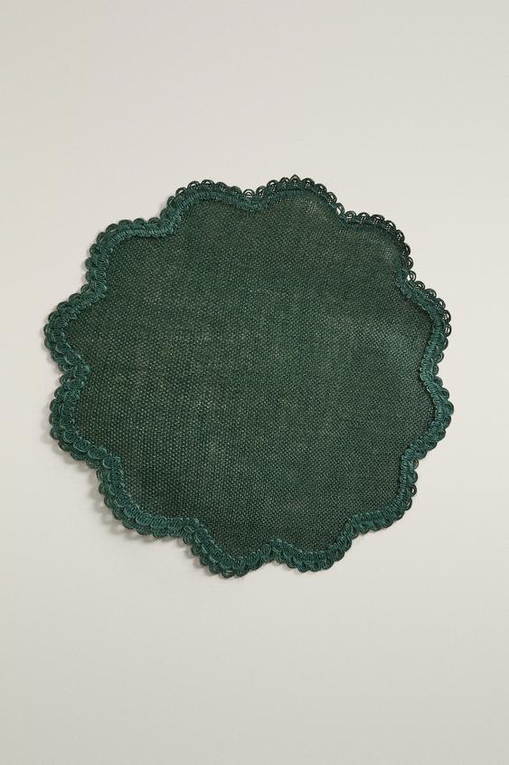 SET DE TABLE JUTE CROCHET NAVIDAD - Vert de Zara - Image 0