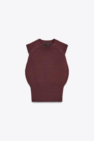 Zara SLEEVELESS KNIT TOP - Eggplant