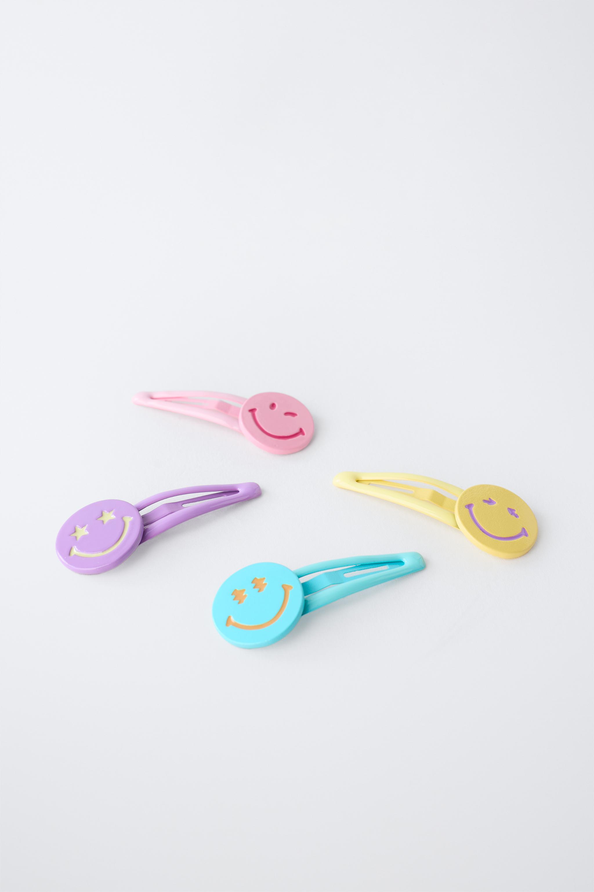 PACK OF FOUR SMILEYWORLD ® HAIR CLIPS — Multicolored (alternate view)