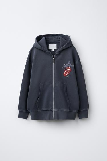 Zara WASHED EFFECT ZIP SWEATSHIRT ROLLING STONES © - Anthracite grey