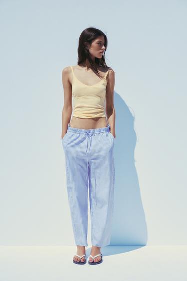 PANTALÓN BARREL - Marrón-Azul de Zara