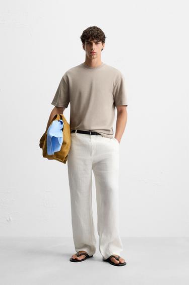 T-SHIRT REGULAR FIT BÁSICA - Castanho / Toupeira da Zara