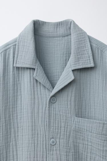CHEMISE BOWLING TEXTURÉE - Bleu / Gris de Zara - Image 2