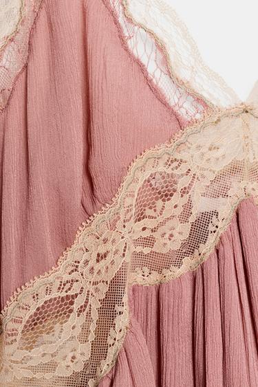 ZW COLLECTION LACE-TRIMMED CAMISOLE TOP - Pink by Zara - Image 7