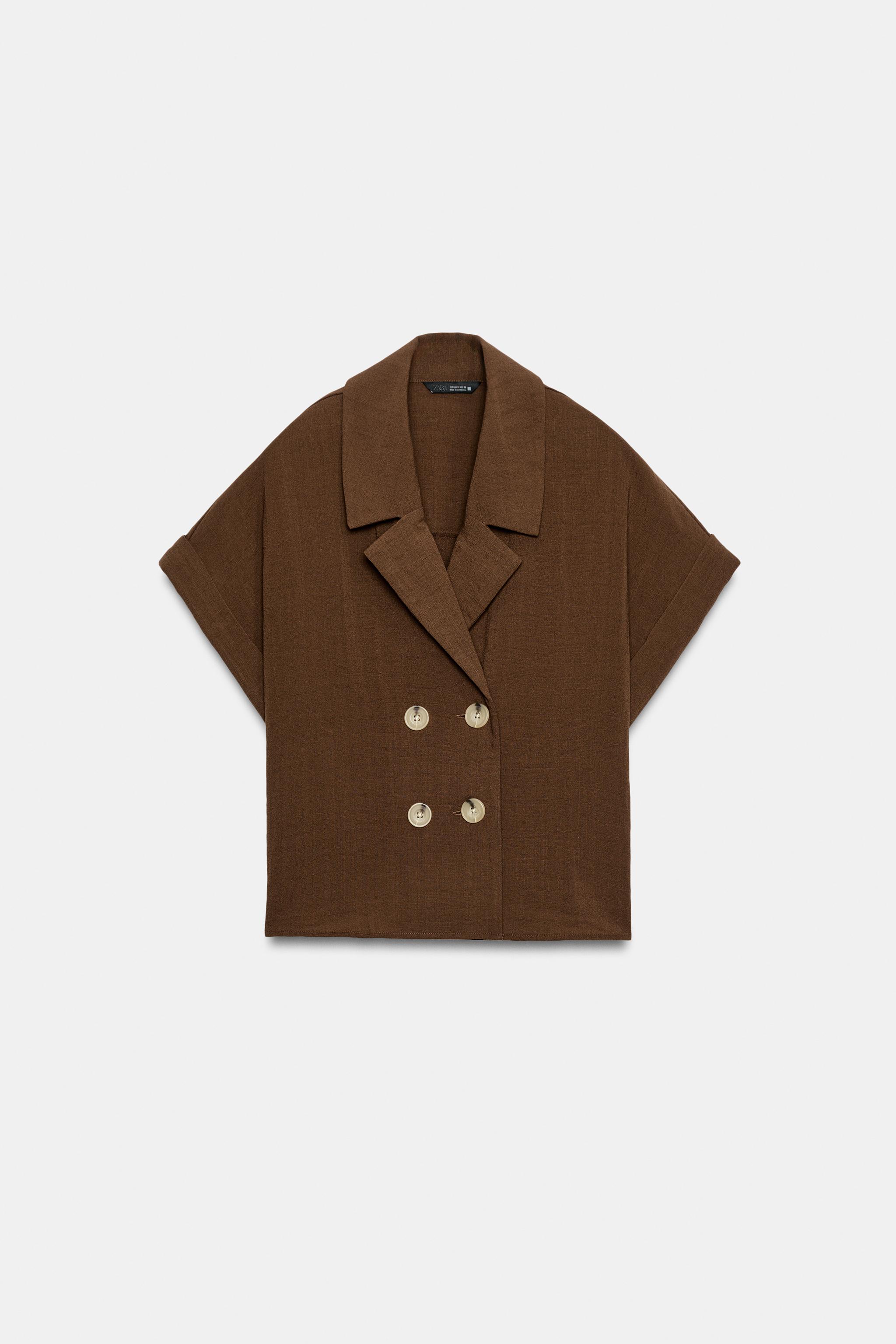 Женские рубашки Zara SHORT SLEEVE WRAP SHIRT — фото 4