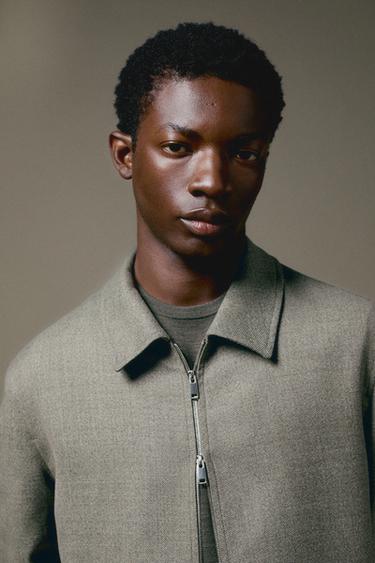 Zara 100% wool structured jacket - Gray green